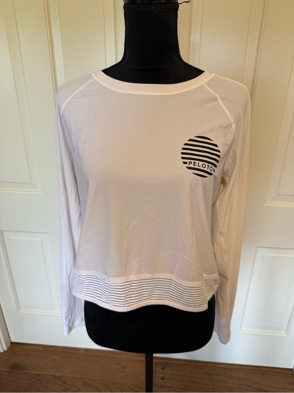 Lululemon x Peloton White Long-Sleeve Crew with Striped Logo